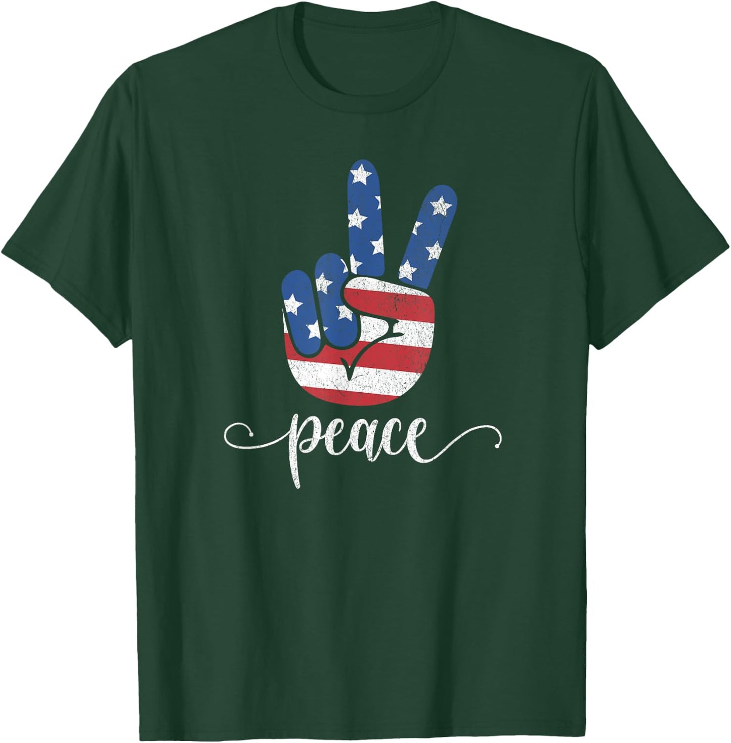 American Flag Peace Patriotic America 1776 USA 4th Of July T-Shirt - T-Shirt | Forest