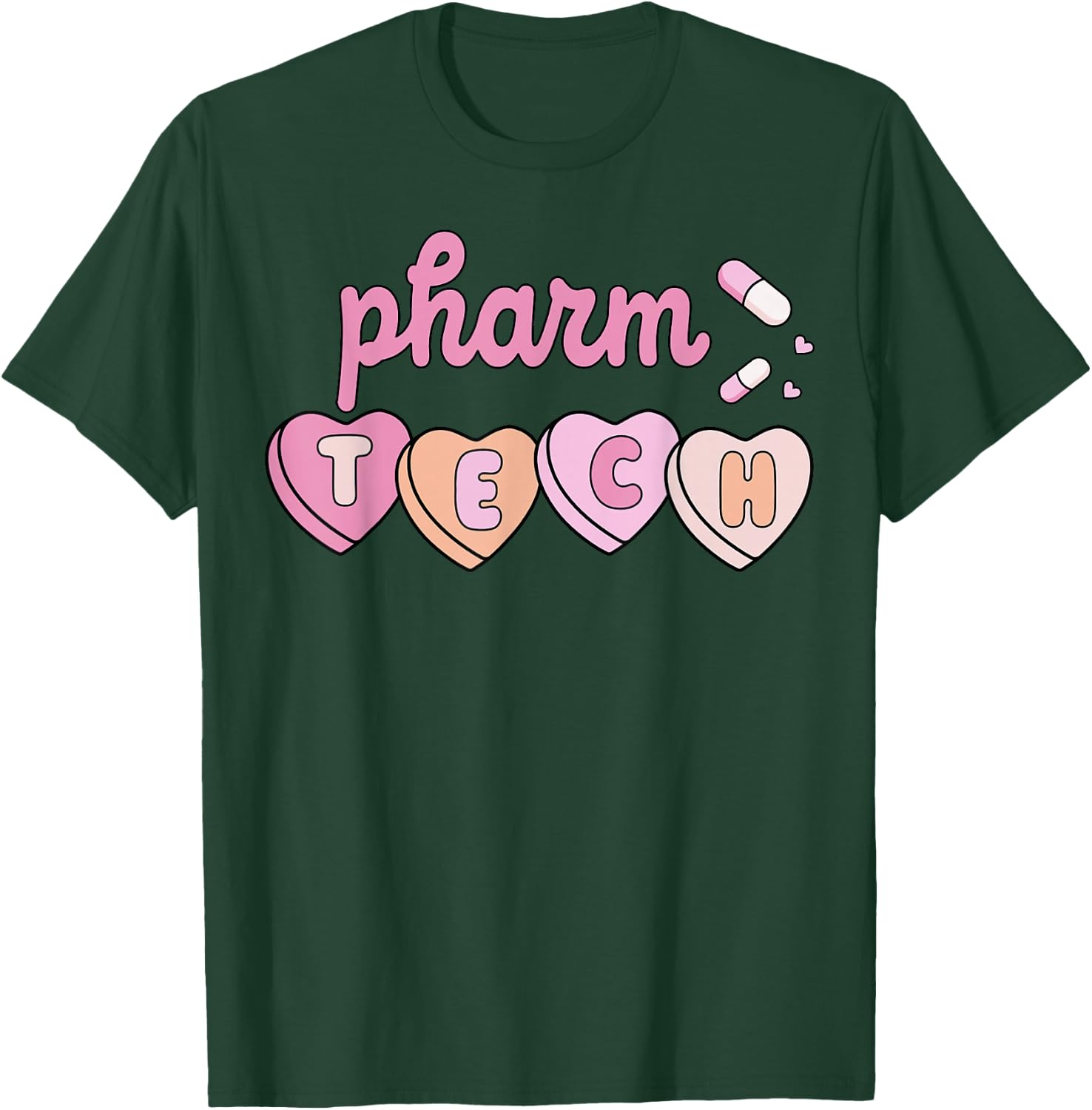 Pharm Tech Valentines Day Pharmacist Technician Cupid Hearts T-Shirt - T-Shirt | Forest