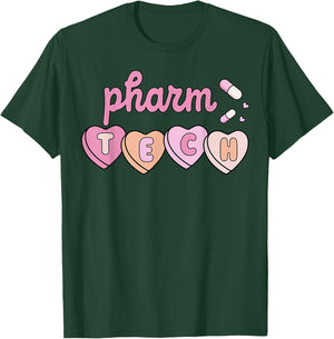 Pharm Tech Valentines Day Pharmacist Technician Cupid Hearts T-Shirt - T-Shirt | Forest
