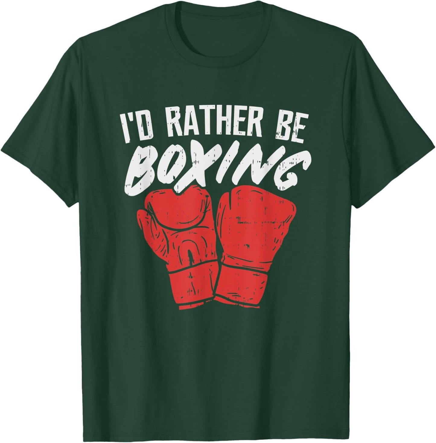 I'd Rather Be Boxing, Graphic Statement with Boxing Gloves T-Shirt - T-Shirt | Forest