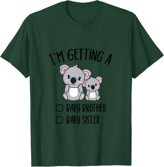 Baby Reveal I`m Getting A Baby Brother Sister Cute Koala T-Shirt - T-Shirt | Forest