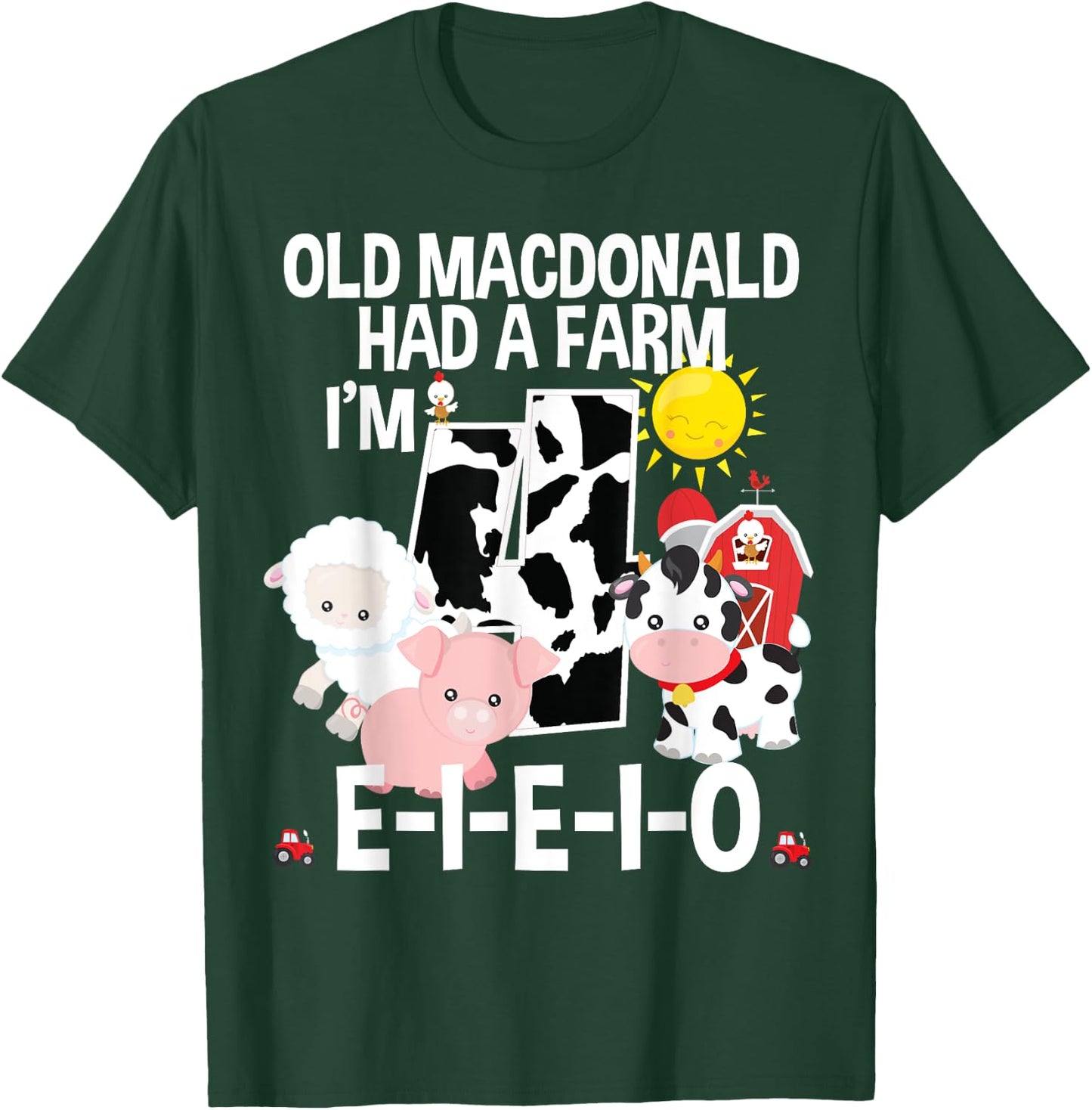 Toddler Kids Old MacDonald 4th Birthday Party Nursery Song T-Shirt - T-Shirt | Forest