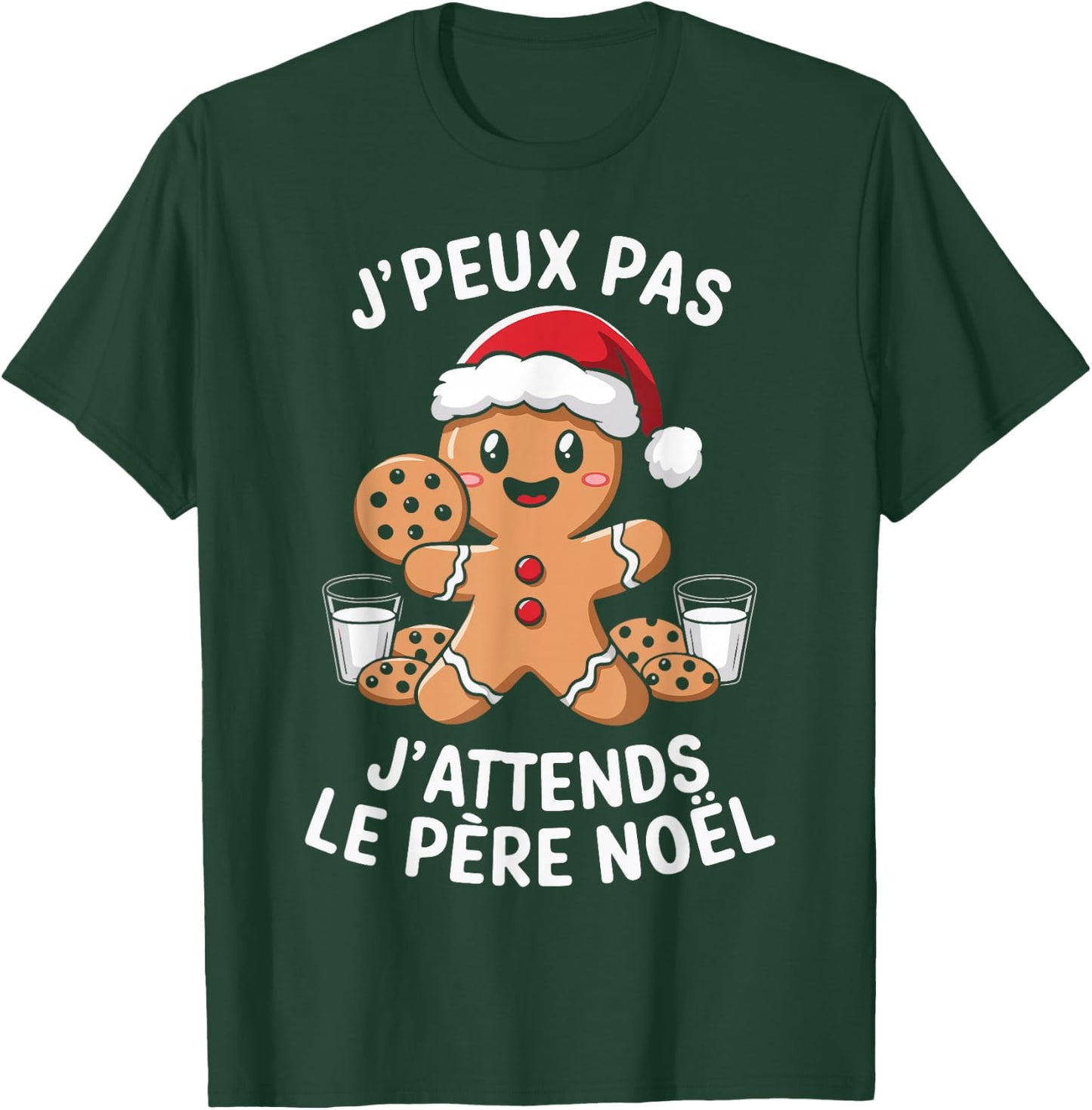 Gingerbread J'peux Pas J'attends Le Père Noël Humour Christmas , Black, S T-Shirt - T-Shirt | Forest