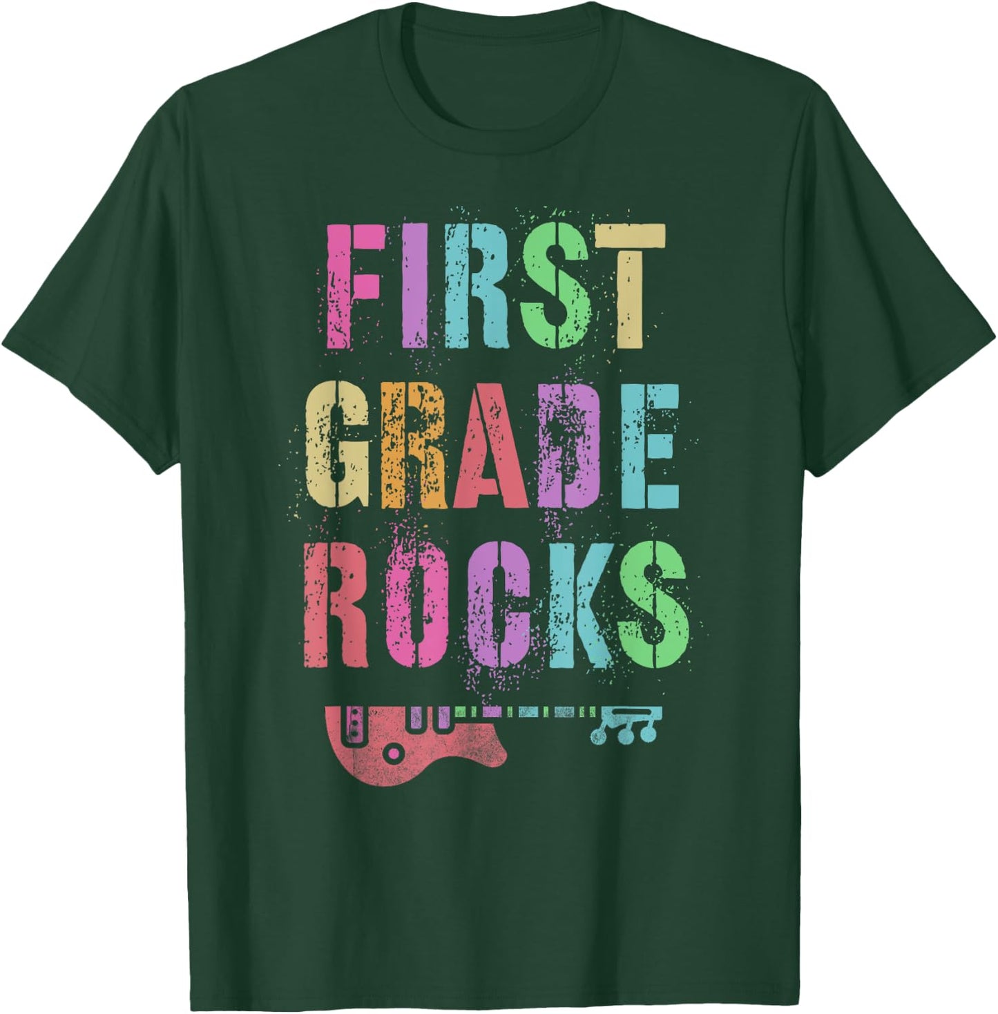 Hello 1st GRADE ROCKS Teacher Team FIRST Gr Vibes Rockstar Women Kids T-Shirt - T-Shirt | Forest