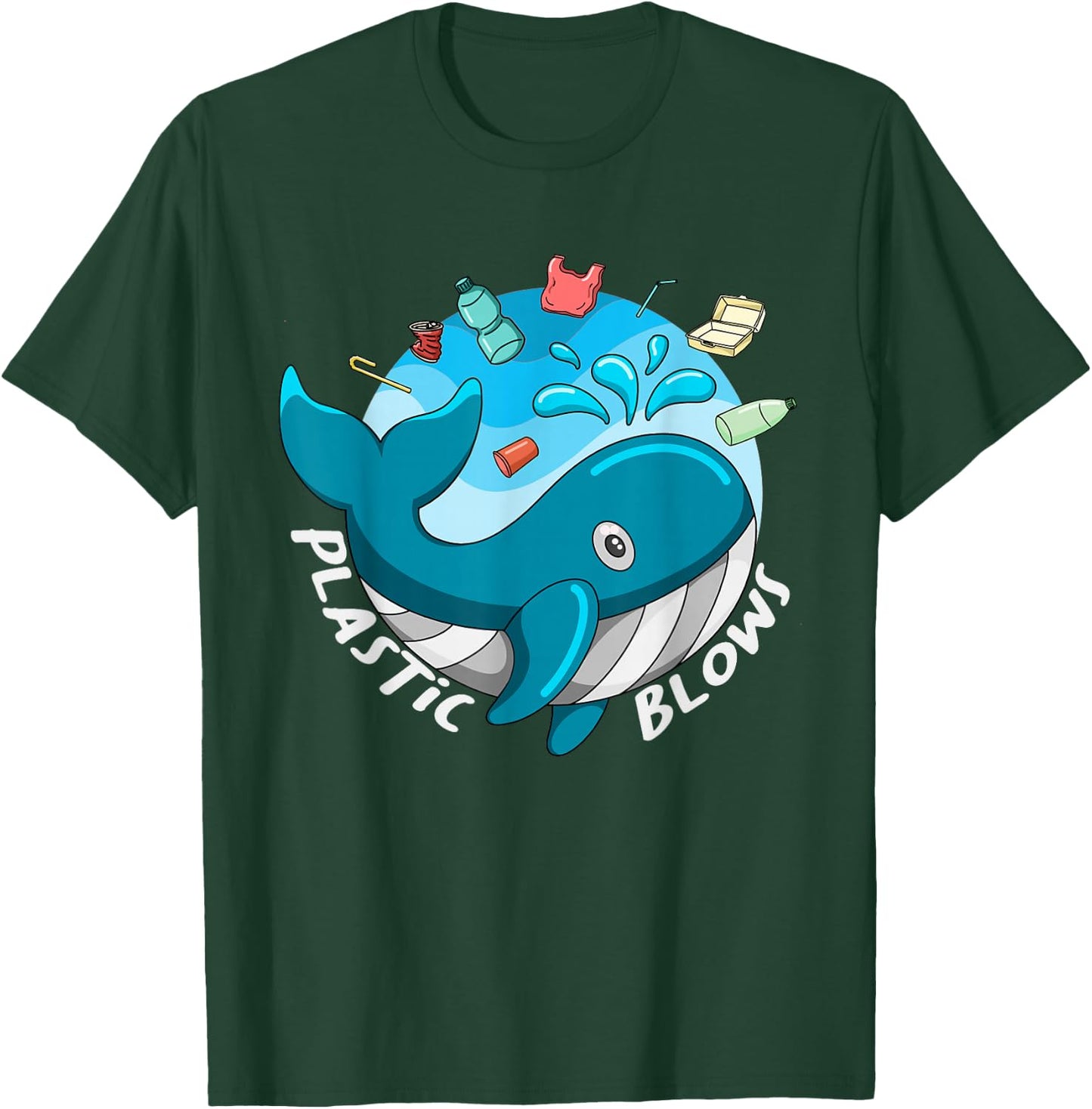 Whale Earth Day Plastic Blows Sea Pollution Recycle T-Shirt - T-Shirt | Forest