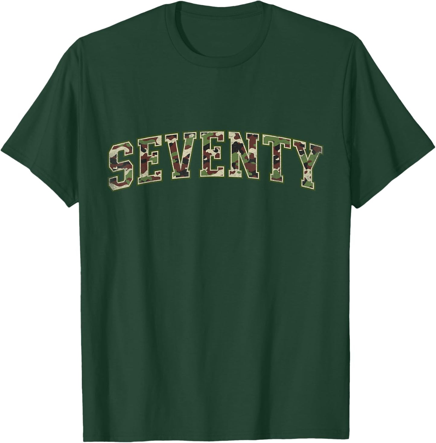 Camo 70th Birthday Camourflage Varsity Text 70 Year Old T-Shirt - T-Shirt | Forest