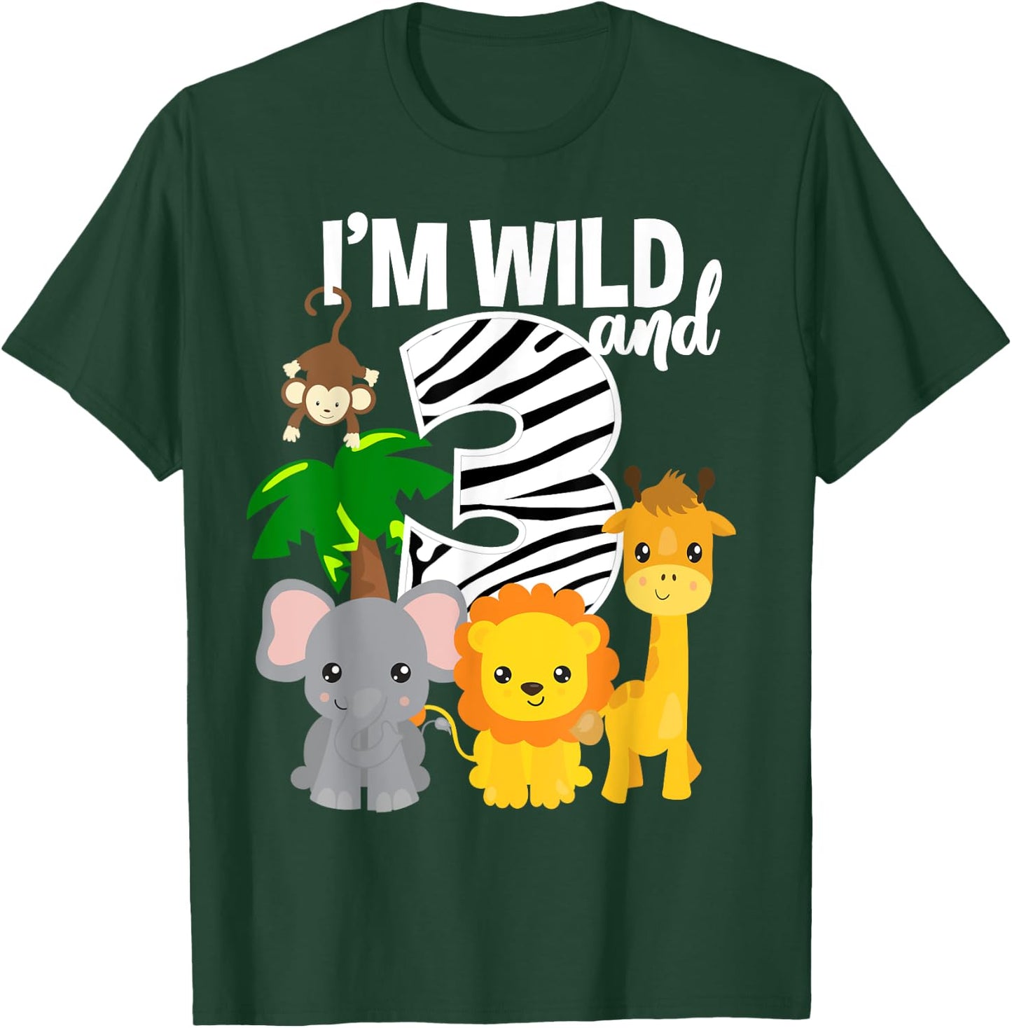 I'm Wild and 3 Zoo Theme Birthday Shirt Safari Jungle Animal T-Shirt - T-Shirt | Forest