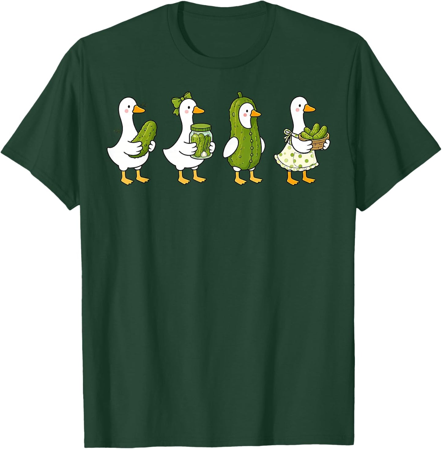 Funny Pickle Lover Silly Goose Cucumber Boys Girls Kids T-Shirt - T-Shirt | Forest