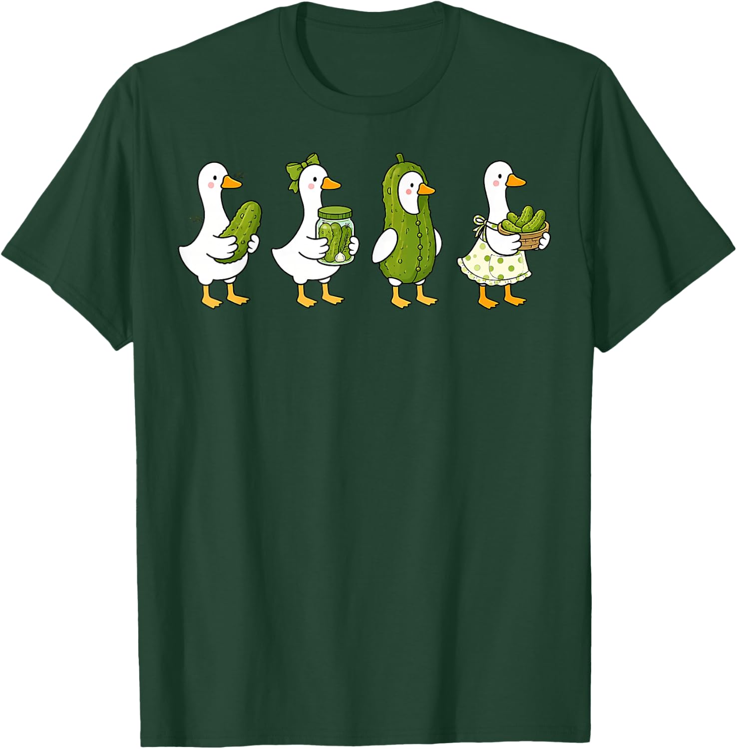 Funny Pickle Lover Silly Goose Cucumber Boys Girls Kids T-Shirt - T-Shirt | Forest