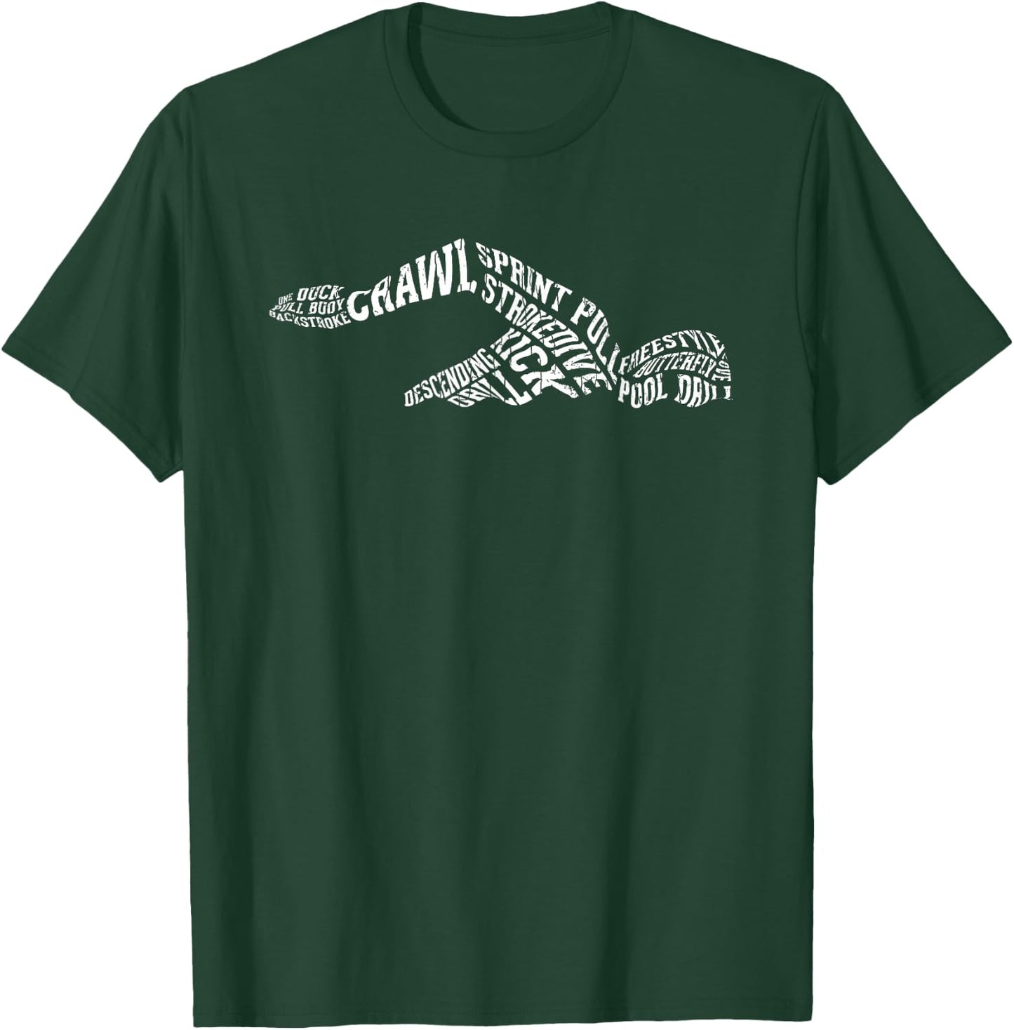 Swimmer Typography Funny Swim Swimming Coach Player Graphic T-Shirt - T-Shirt | Forest
