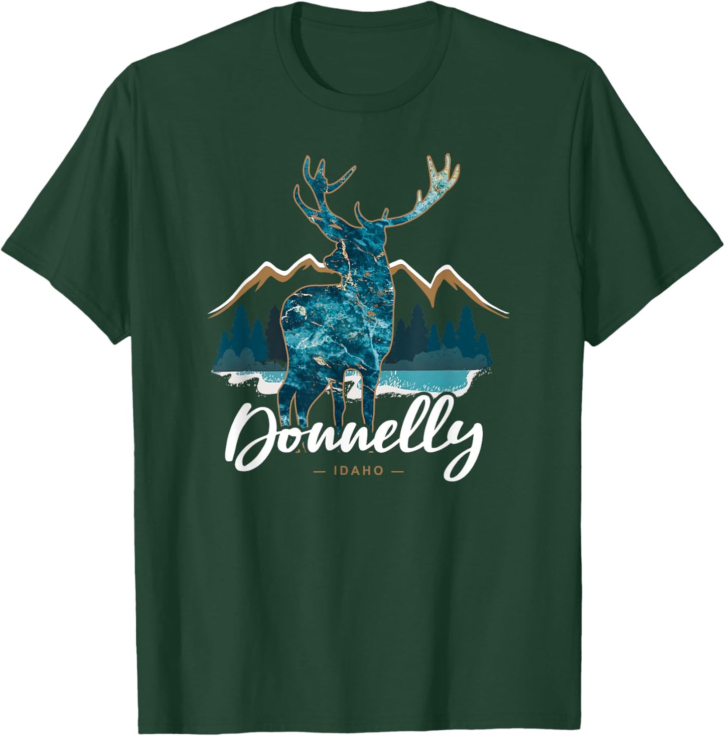 Donnelly Idaho ID USA Elk Mountains Lake Cascade Souvenir T-Shirt - T-Shirt | Forest