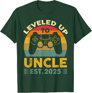 I Leveled Up to Uncle 2025 I'm Going to Be Uncle 2025 Gamer T-Shirt - T-Shirt | Forest
