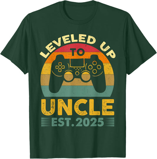 I Leveled Up to Uncle 2025 I'm Going to Be Uncle 2025 Gamer T-Shirt - T-Shirt | Forest