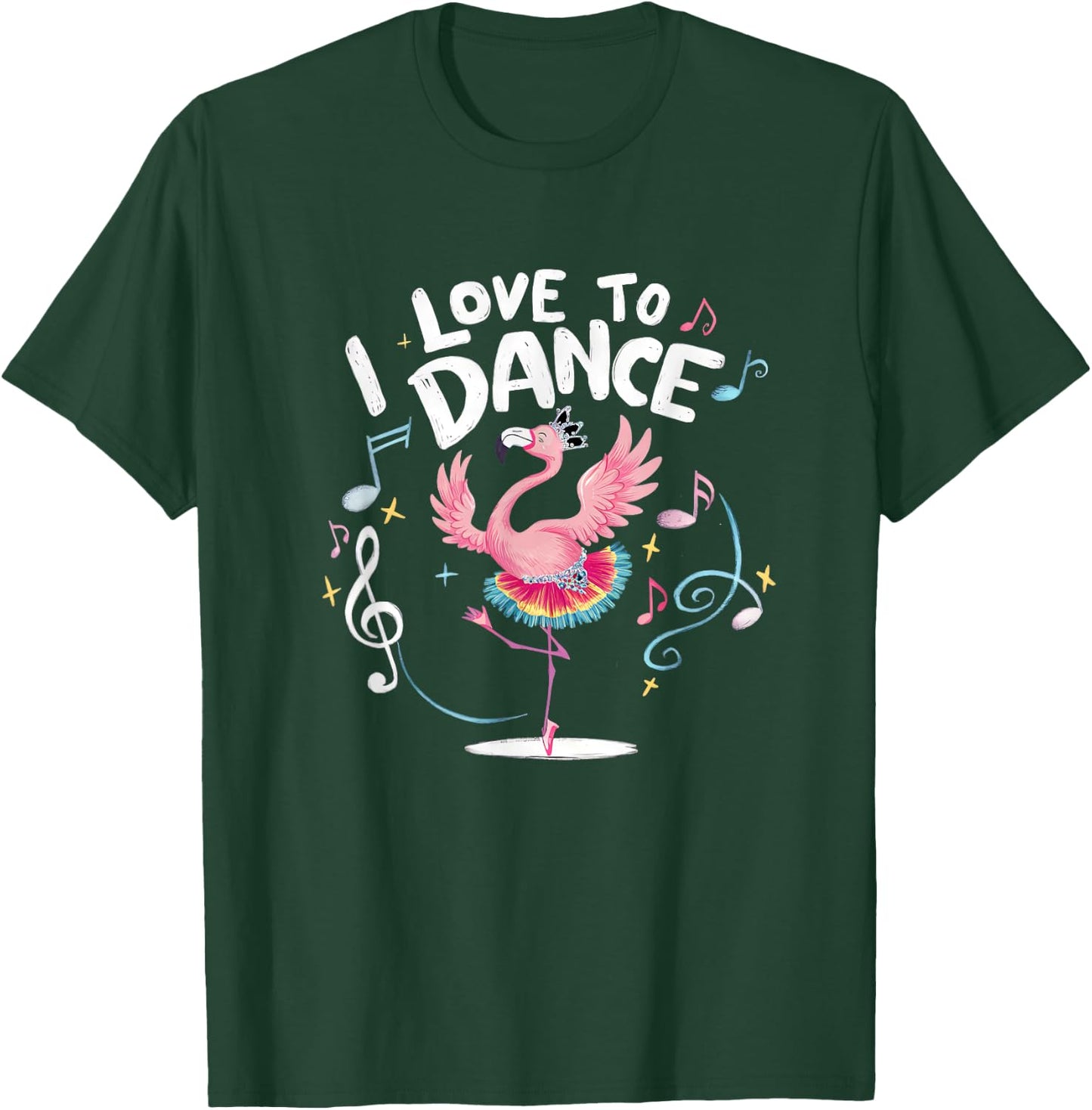 I Love to Dance Ballerina Dancer Flamingo Design T-Shirt - T-Shirt | Forest