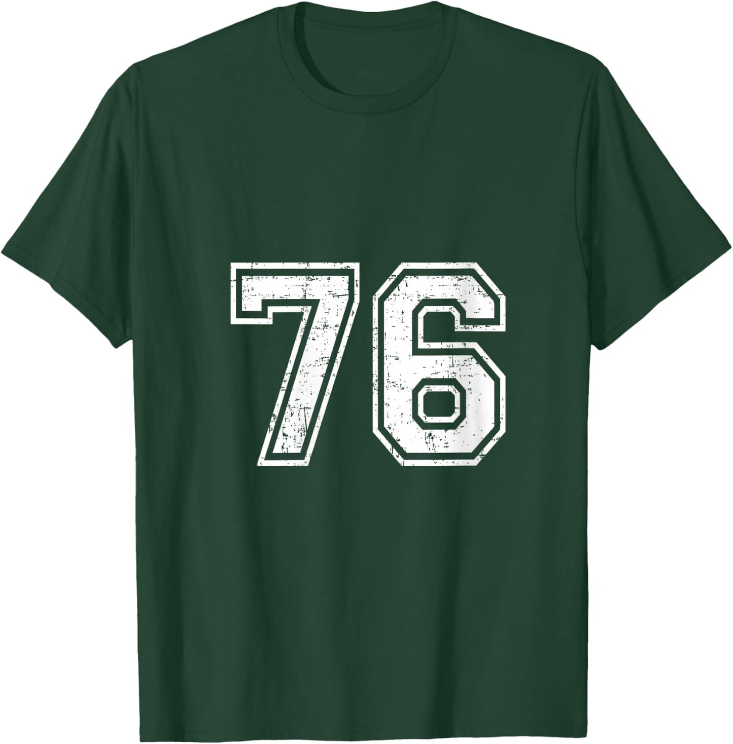 Women's 76 Number Seventy-Six Team Sports Grunge Varsity Matching V-Neck T-Shirt - T-Shirt | Forest