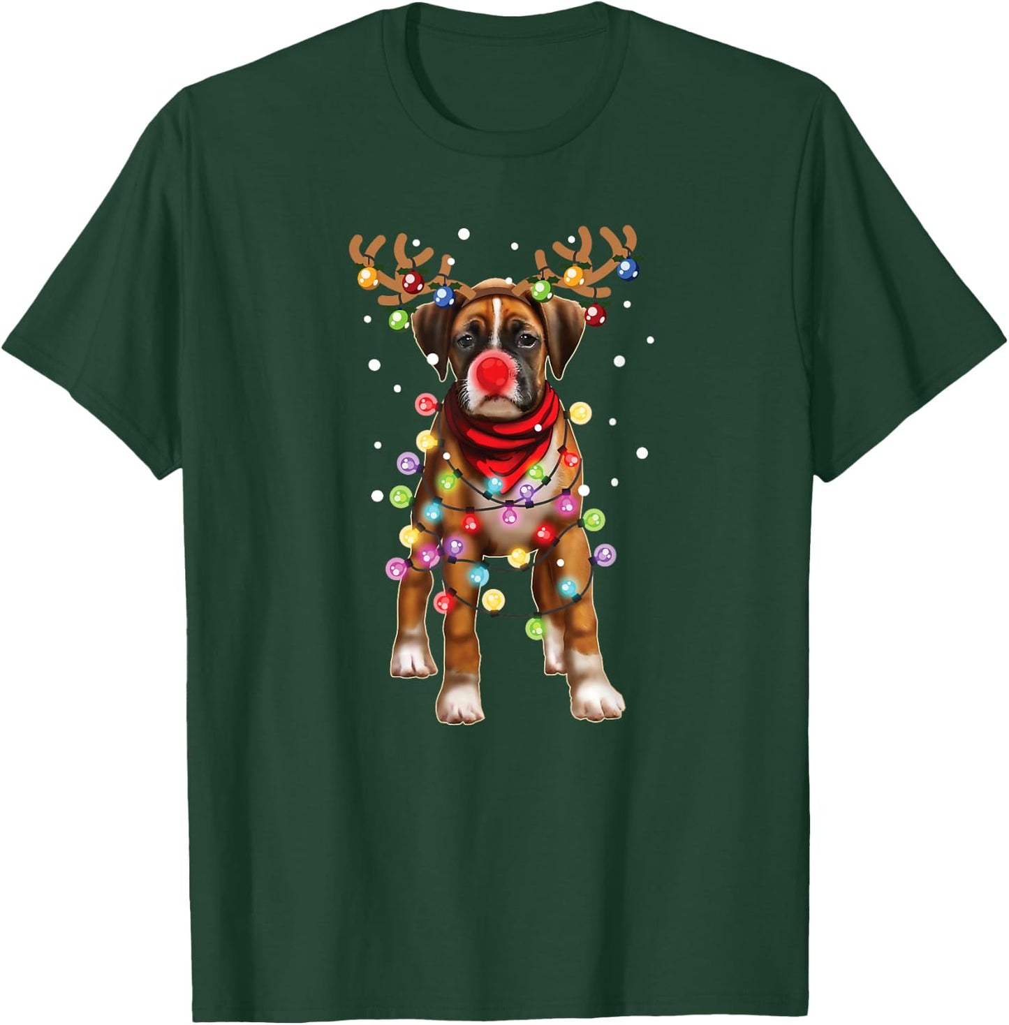 Christmas Dog, Boxer, Dog Lover, Men Women Kids, Dogs, Xmas T-Shirt - T-Shirt | Forest