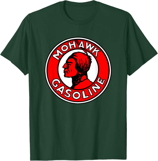 Retro Vintage Gas Station Mohawk Motor Oil Car Bikes Garage T-Shirt - T-Shirt | Forest