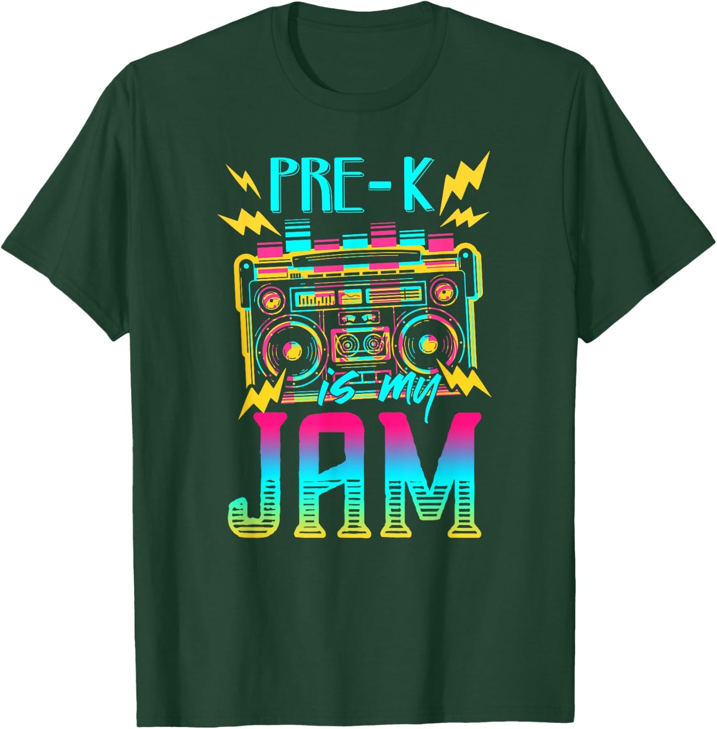 Pre-K Is My Jam-vintage 80s Teacher Student Preschool Women Girls Kids T-Shirt - T-Shirt | Forest