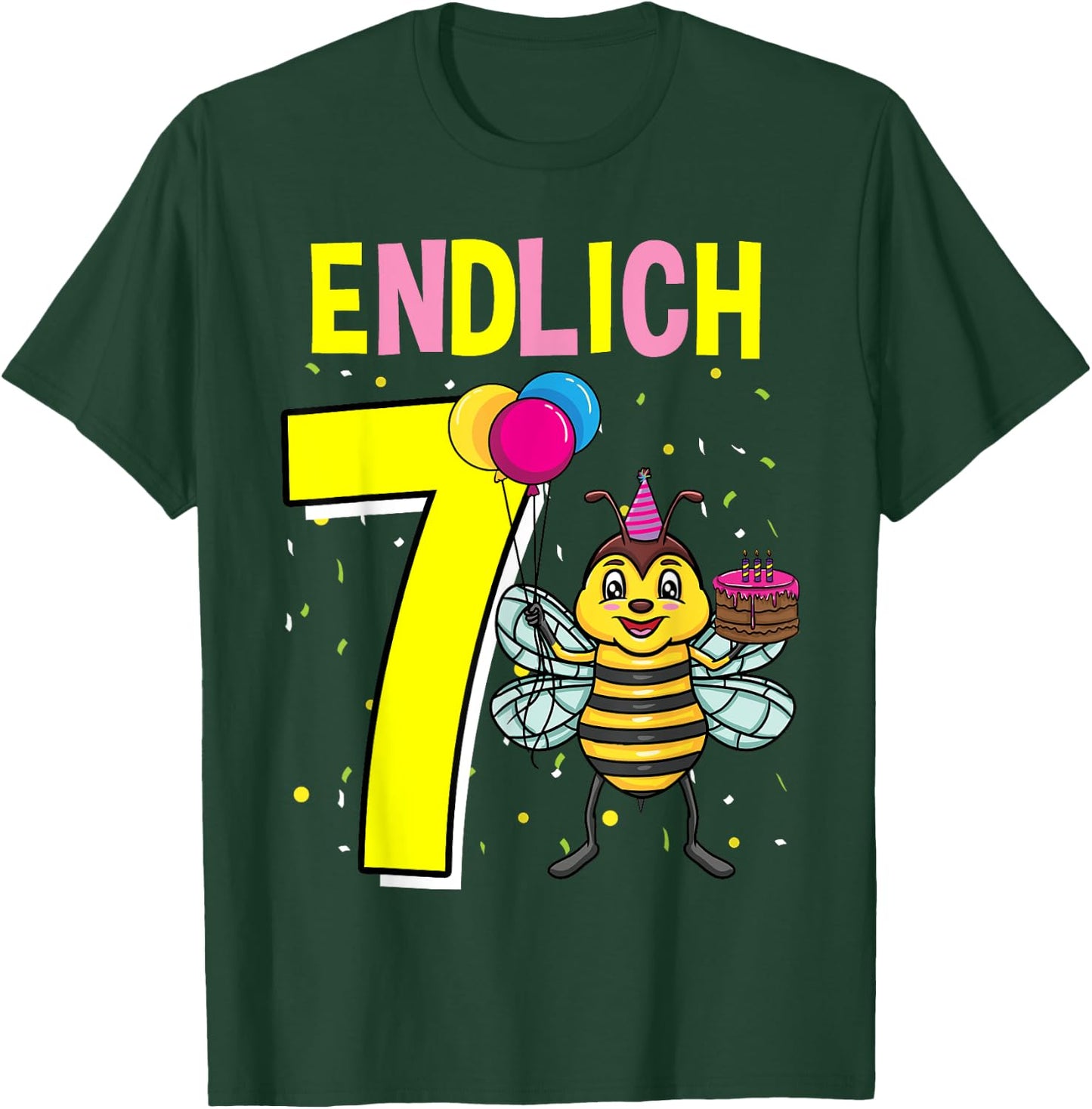 Geschenk 7 Jahre alt Kinder Bienen Geburtstag T-Shirt - T-Shirt | Forest