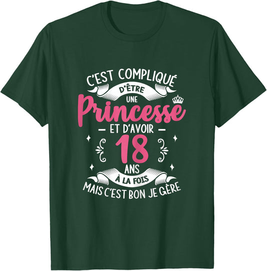 It's Complicated To Be Princess Birthday Girl 18 Years Old , Black, Female X-Small T-Shirt - T-Shirt | Forest
