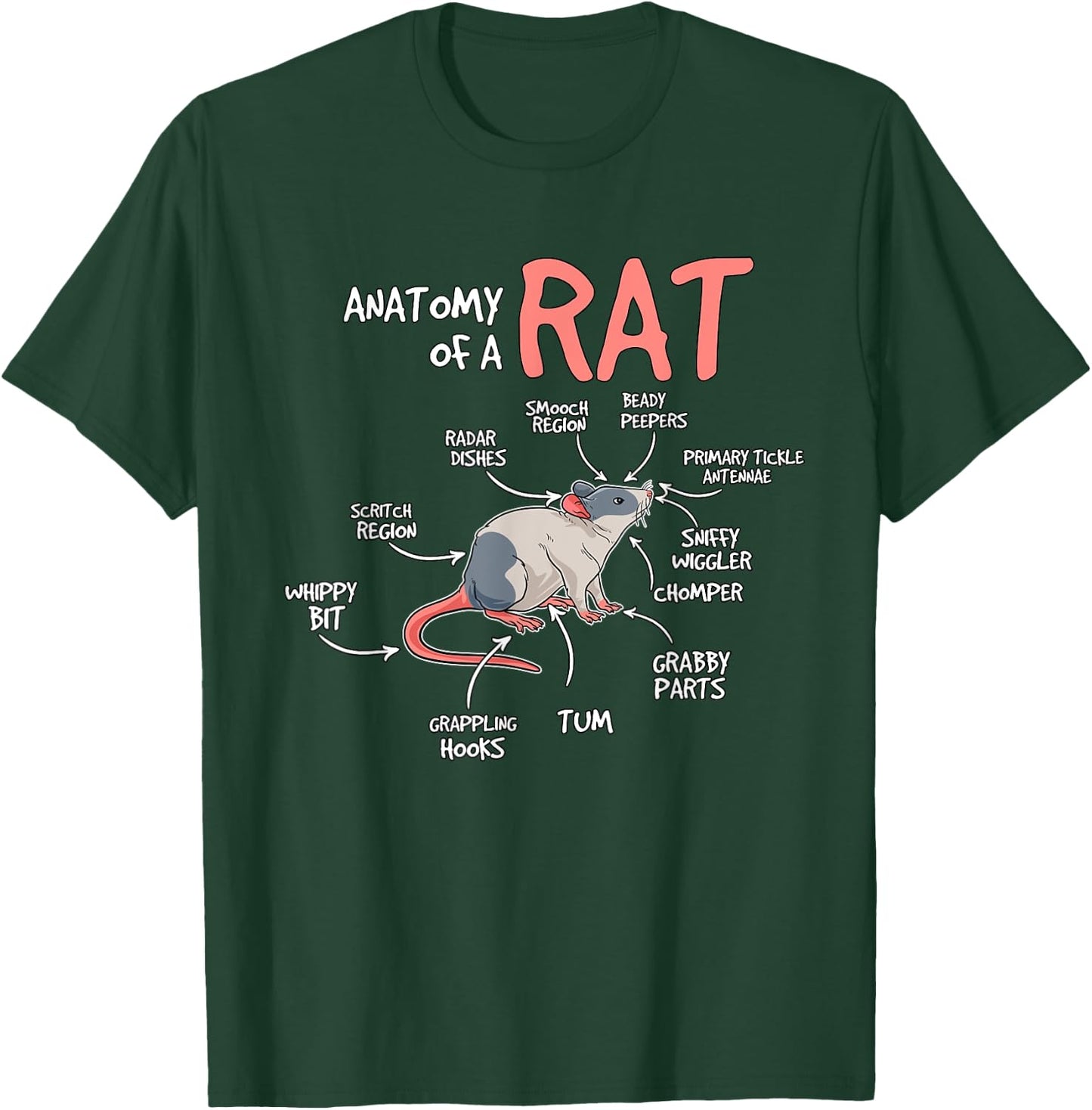 Kids Rat Gift Rat Stuff Anatomy Of A Rat T-Shirt - T-Shirt | Forest