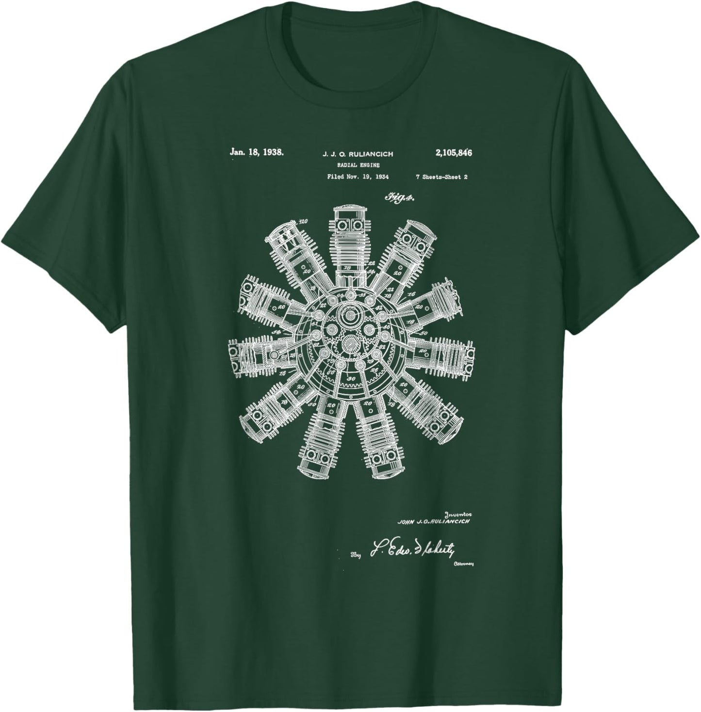 Aircraft Radial Engine T-Shirt - T-Shirt | Forest