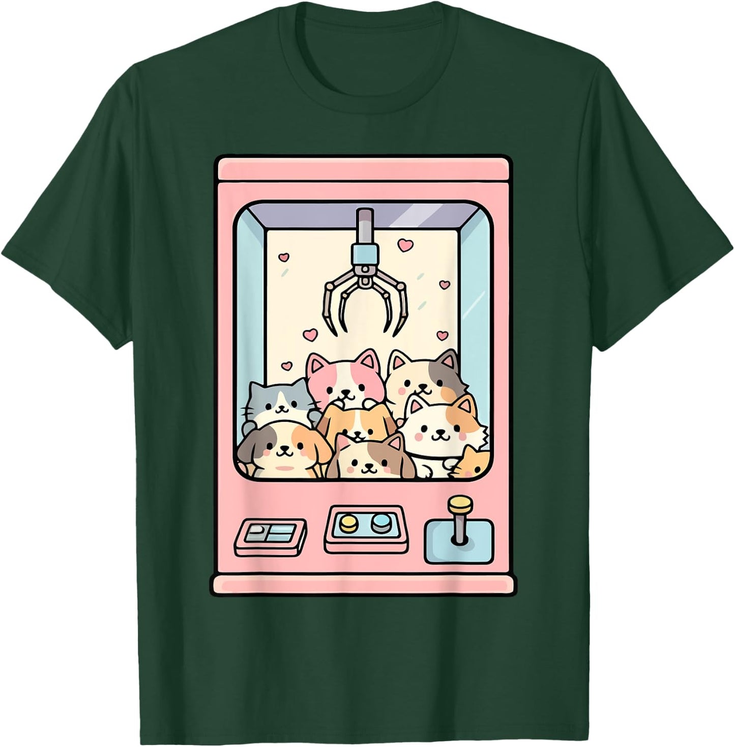 Kawaii Cat Toy Crane Claw Machine T-Shirt - T-Shirt | Forest