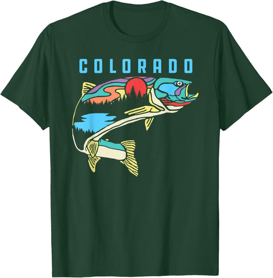 Colorado Trout Illustration Fishing Graphic Design T-Shirt - T-Shirt | Forest