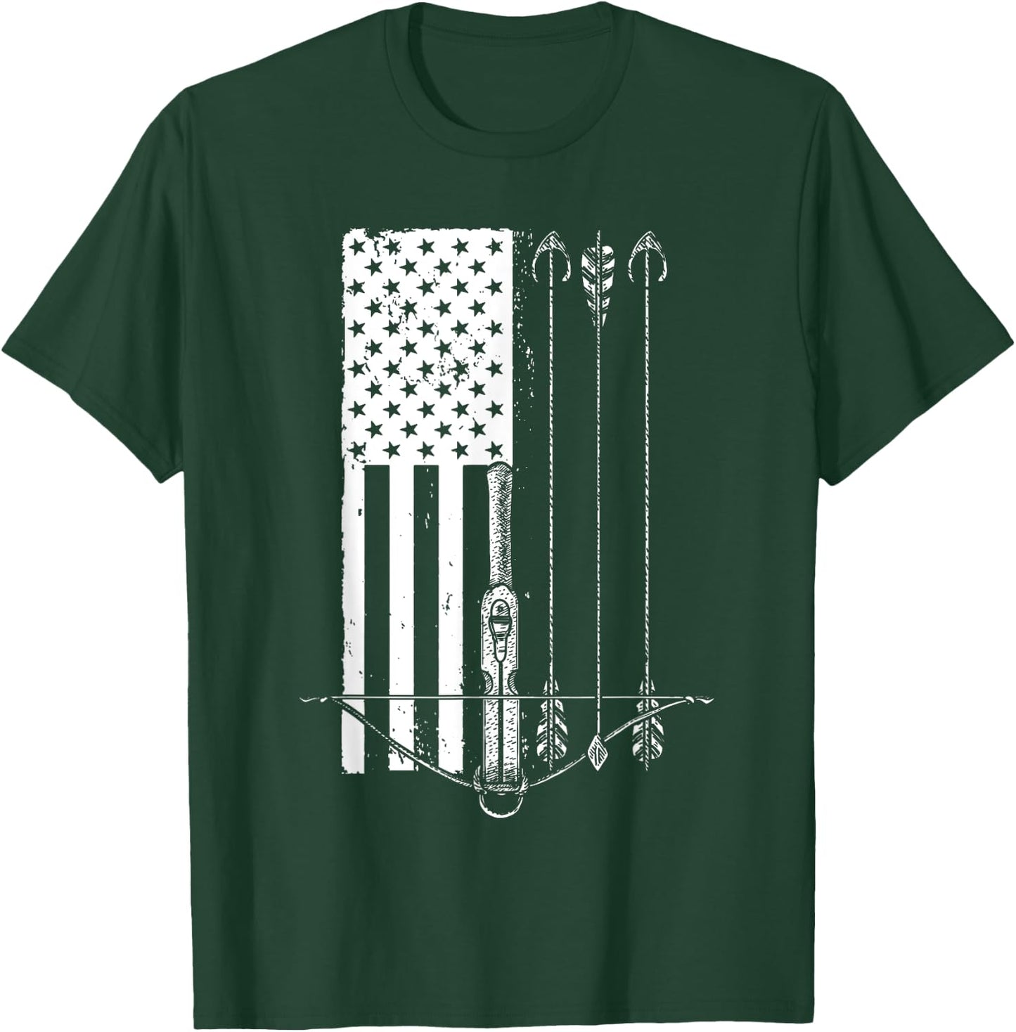 Cool Crossbow Women Arrow Bow Hunting American Flag T-Shirt - T-Shirt | Forest