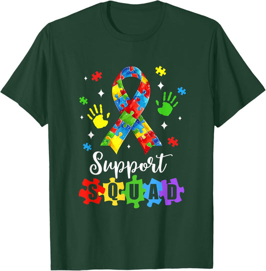 Autism Awareness Month Ribbon Support Squad Kids T-Shirt - T-Shirt | Forest