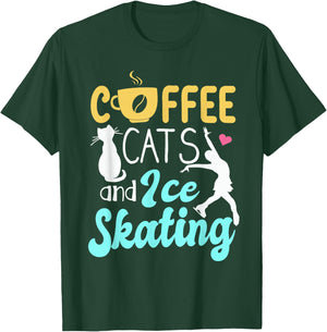 Ice Skating Skater Figure Skating Sport Cat Coffee Lover T-Shirt - T-Shirt | Forest