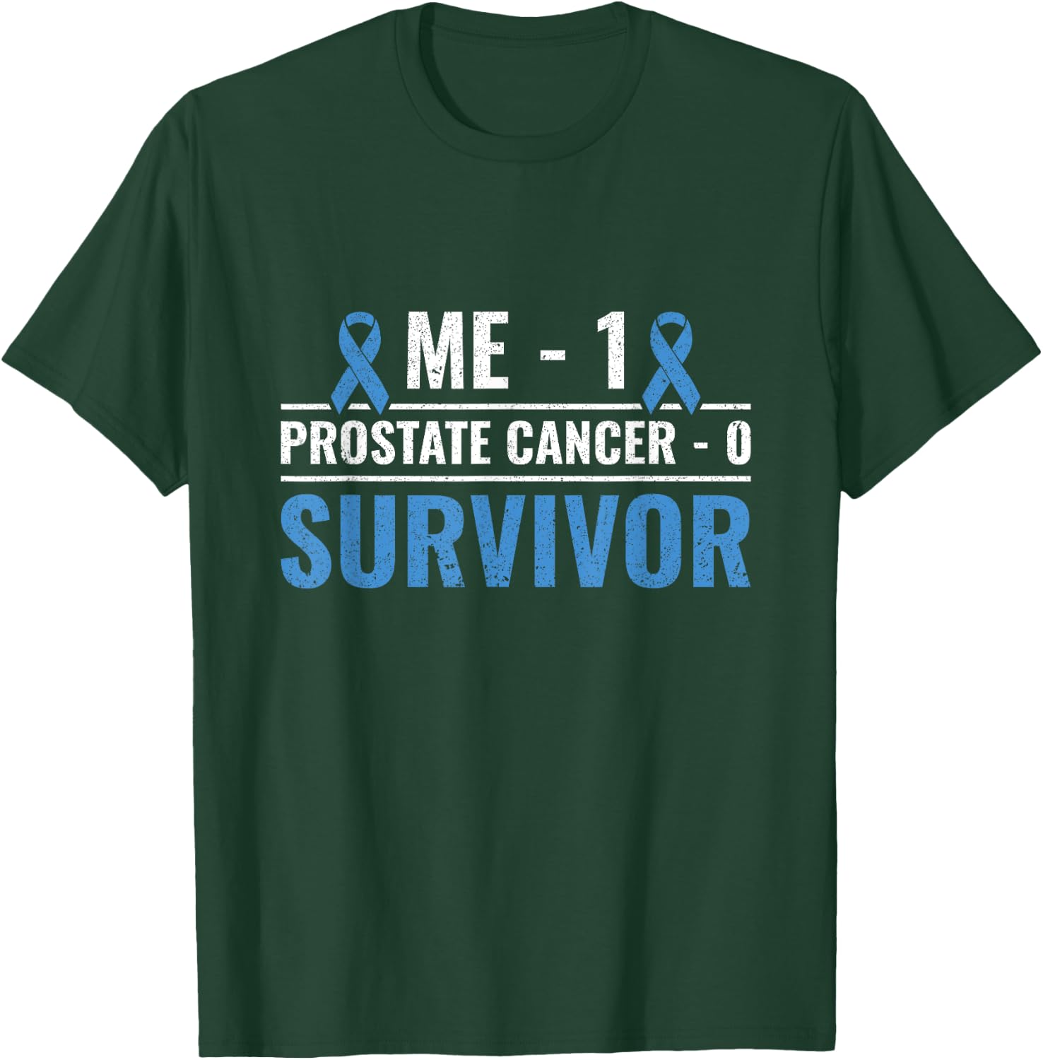 Cancer Survivor Light Blue Ribbon Prostate Cancer Awareness T-Shirt - T-Shirt | Forest