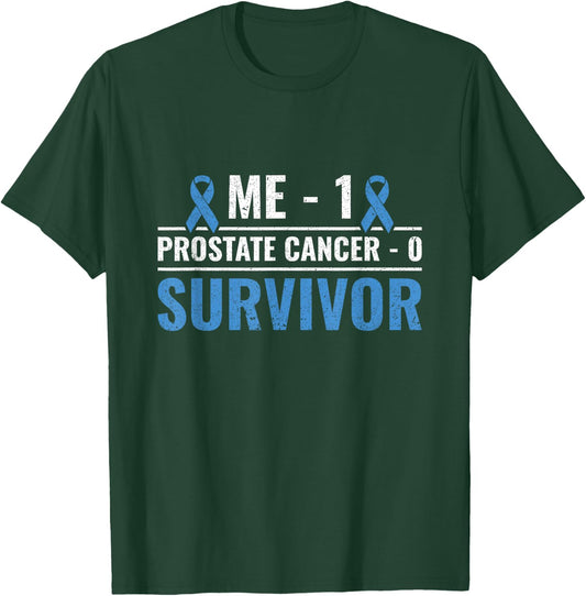 Cancer Survivor Light Blue Ribbon Prostate Cancer Awareness T-Shirt - T-Shirt | Forest