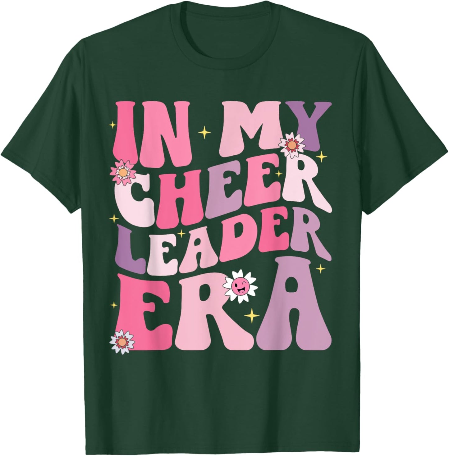 Groovy In My Cheer Leader Era Cheerleader Cheerleading T-Shirt - T-Shirt | Forest
