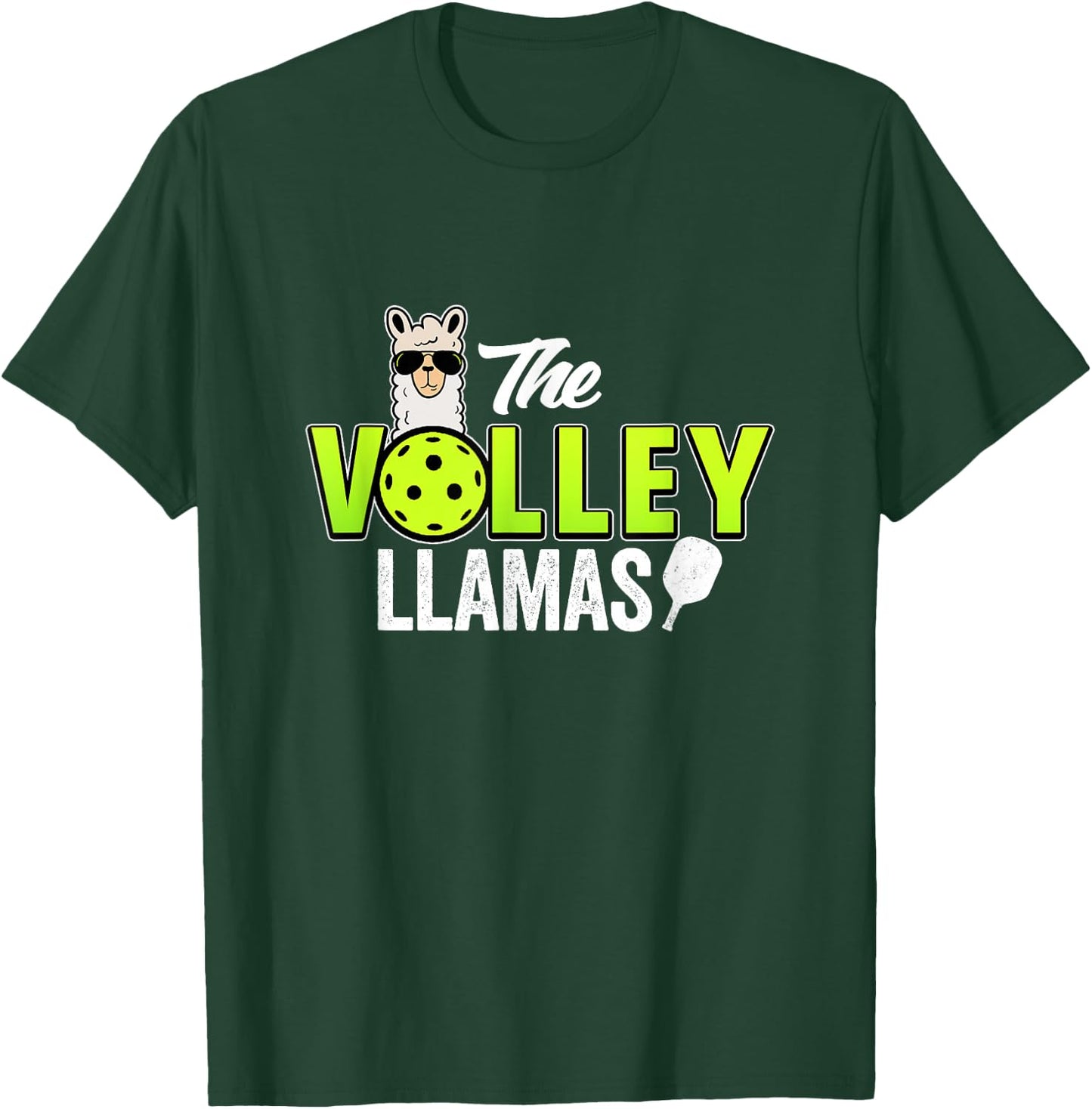 The Volley LLamas comic style llama pickle ball team T-Shirt - T-Shirt | Forest