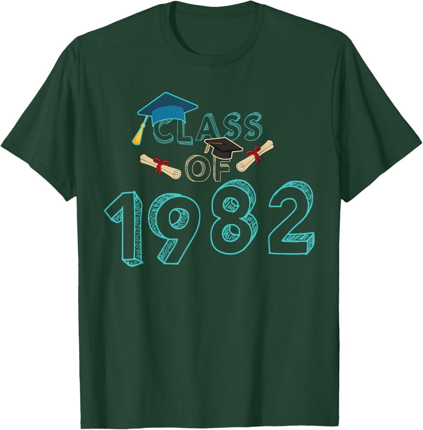 Class Of 1982 Graduation School Reunion Student Teacher T-Shirt - T-Shirt | Forest