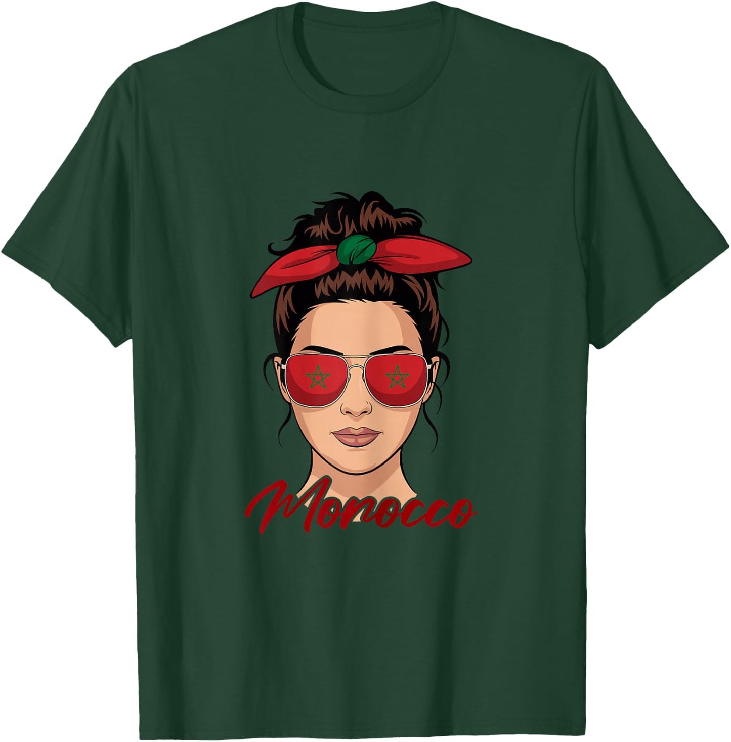 Moroccan Girl Woman Flag Morocco T-Shirt - T-Shirt | Forest