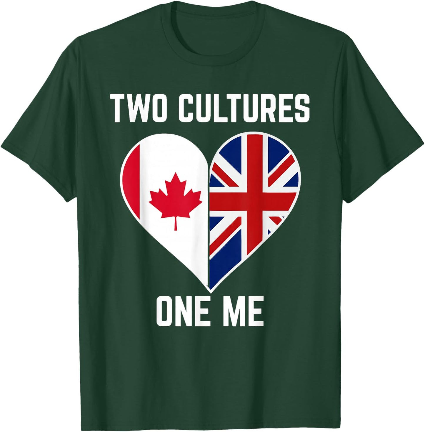 Half Canadian Half British Heart Canada Union Jack Flag UK T-Shirt - T-Shirt | Forest
