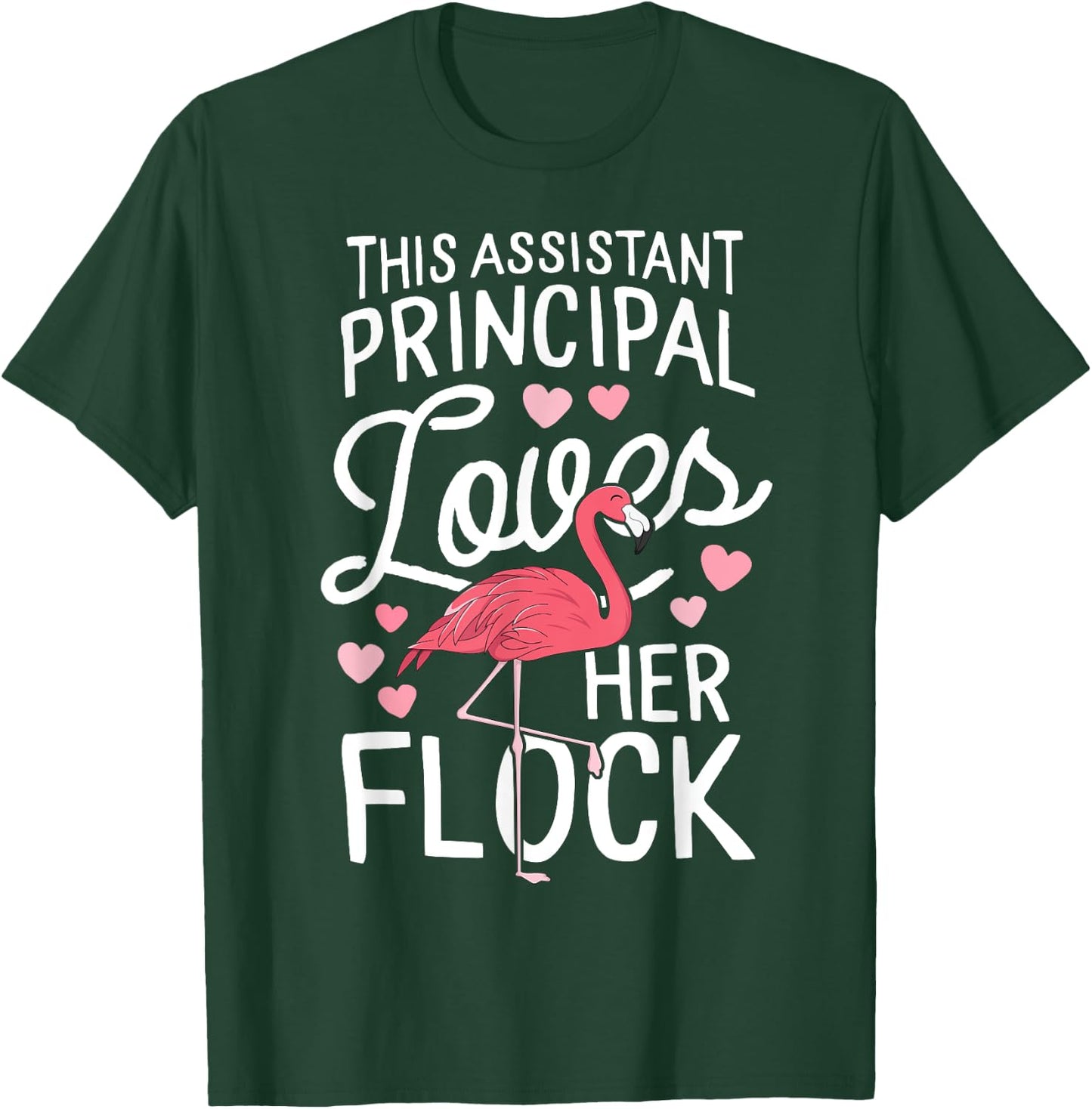 This Assistant Principal Loves Her Flock Flamingo Teacher Women Girls Kids T-Shirt - T-Shirt | Forest