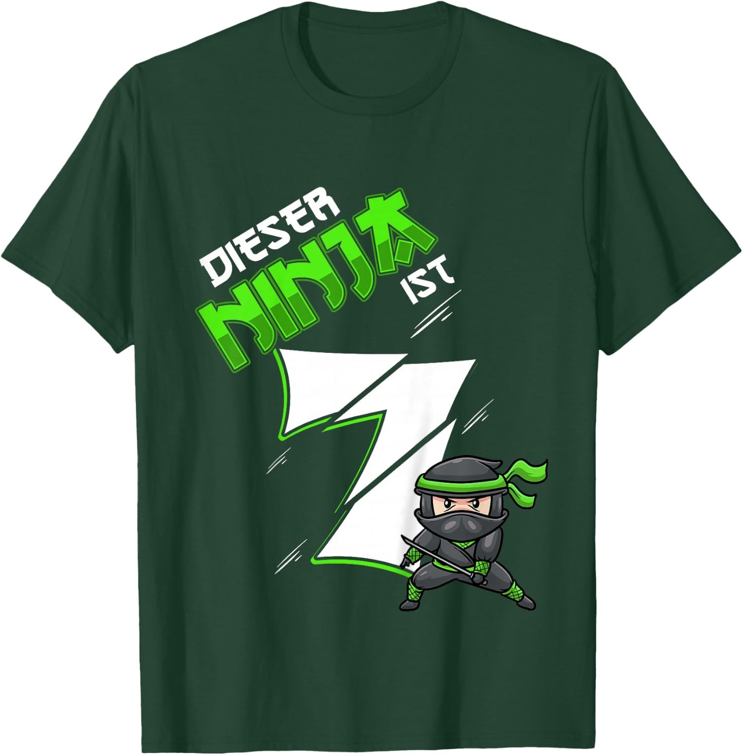 Children's Seventh Birthday Boy 7 Years Old 7 Year Old Ninja , black T-Shirt - T-Shirt | Forest