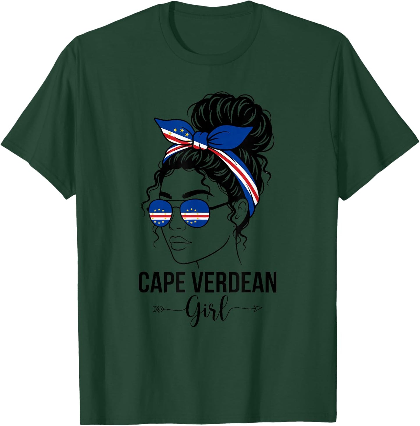 Cape Verdean Girl African Pride Flag Love Cape Verde T-Shirt - T-Shirt | Forest