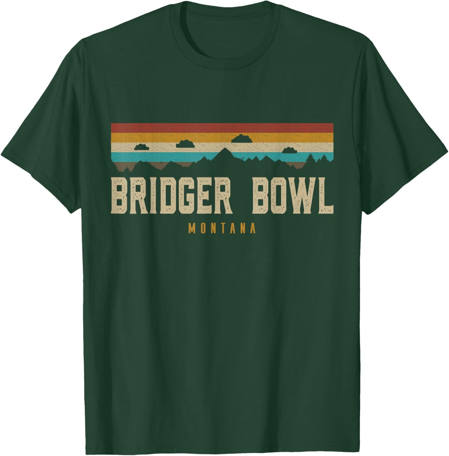 Bridger Bowl Vintage Mountains Hiking Camping Montana Retro T-Shirt - T-Shirt | Forest