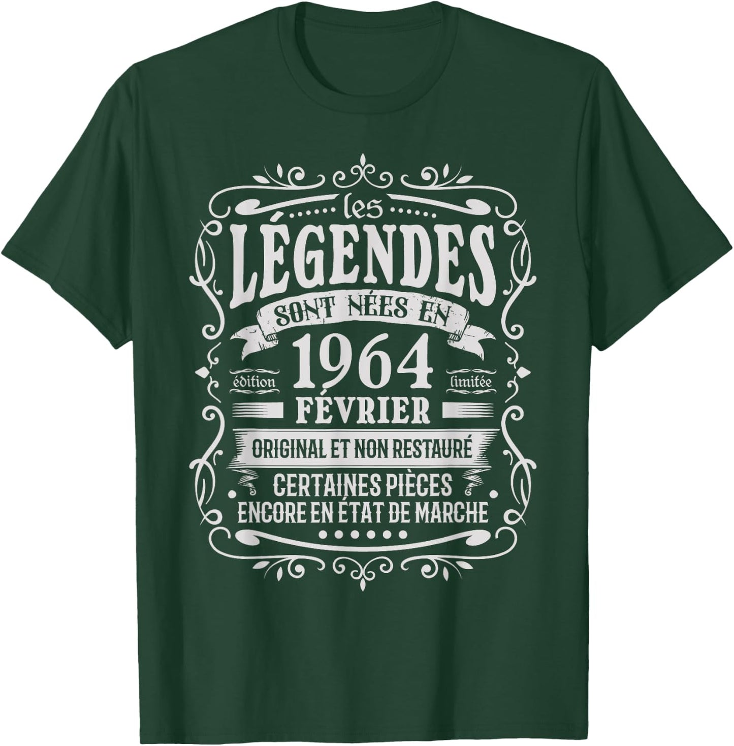Février 1964 Anniversaire 61 ans Homme Né En Février 1964 T-Shirt - T-Shirt | Forest