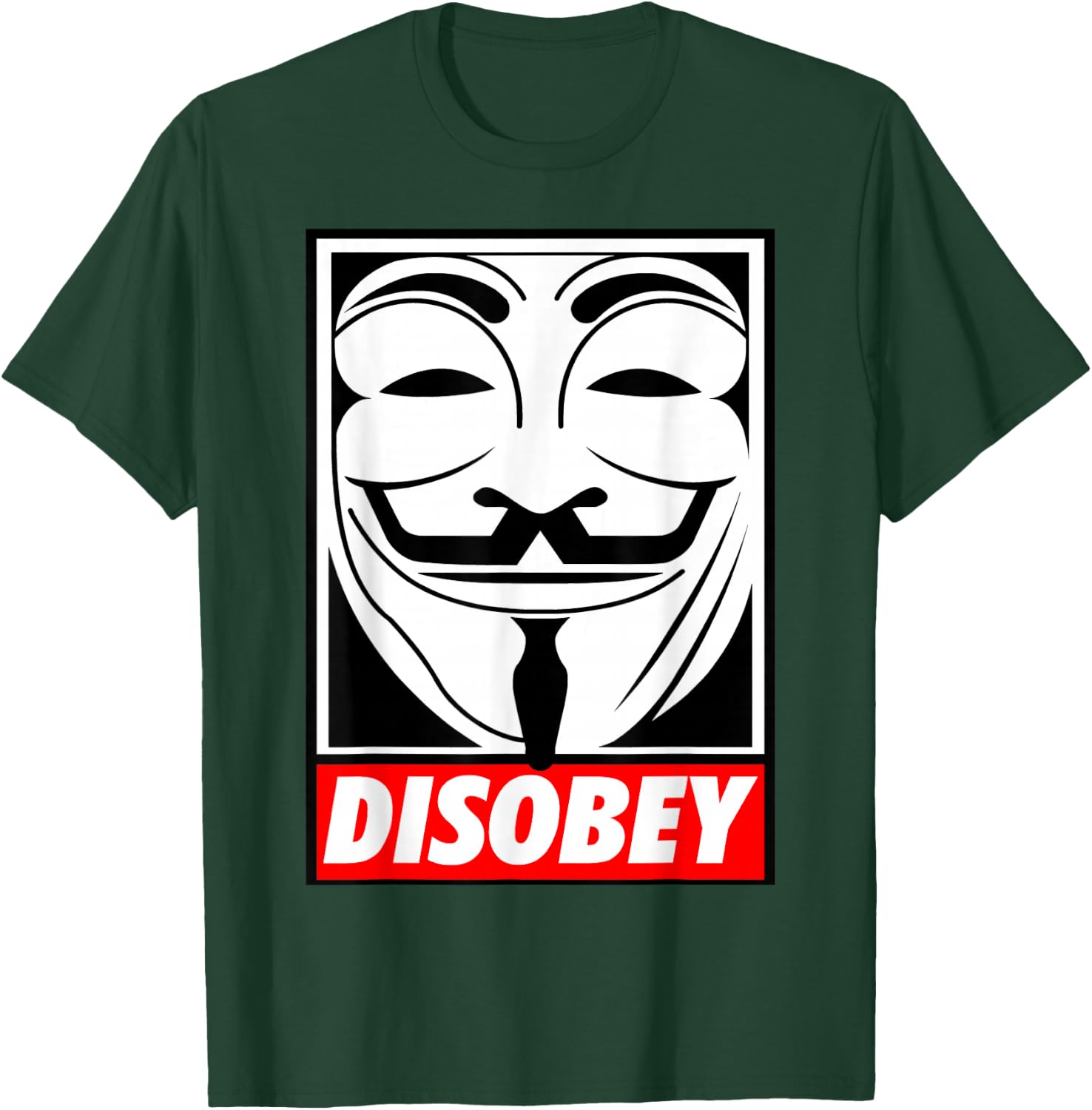 Disobey Big Face Anonymous Anon T-Shirt - T-Shirt | Forest