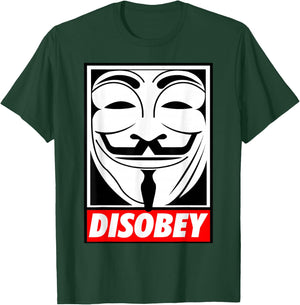 Disobey Big Face Anonymous Anon T-Shirt - T-Shirt | Forest