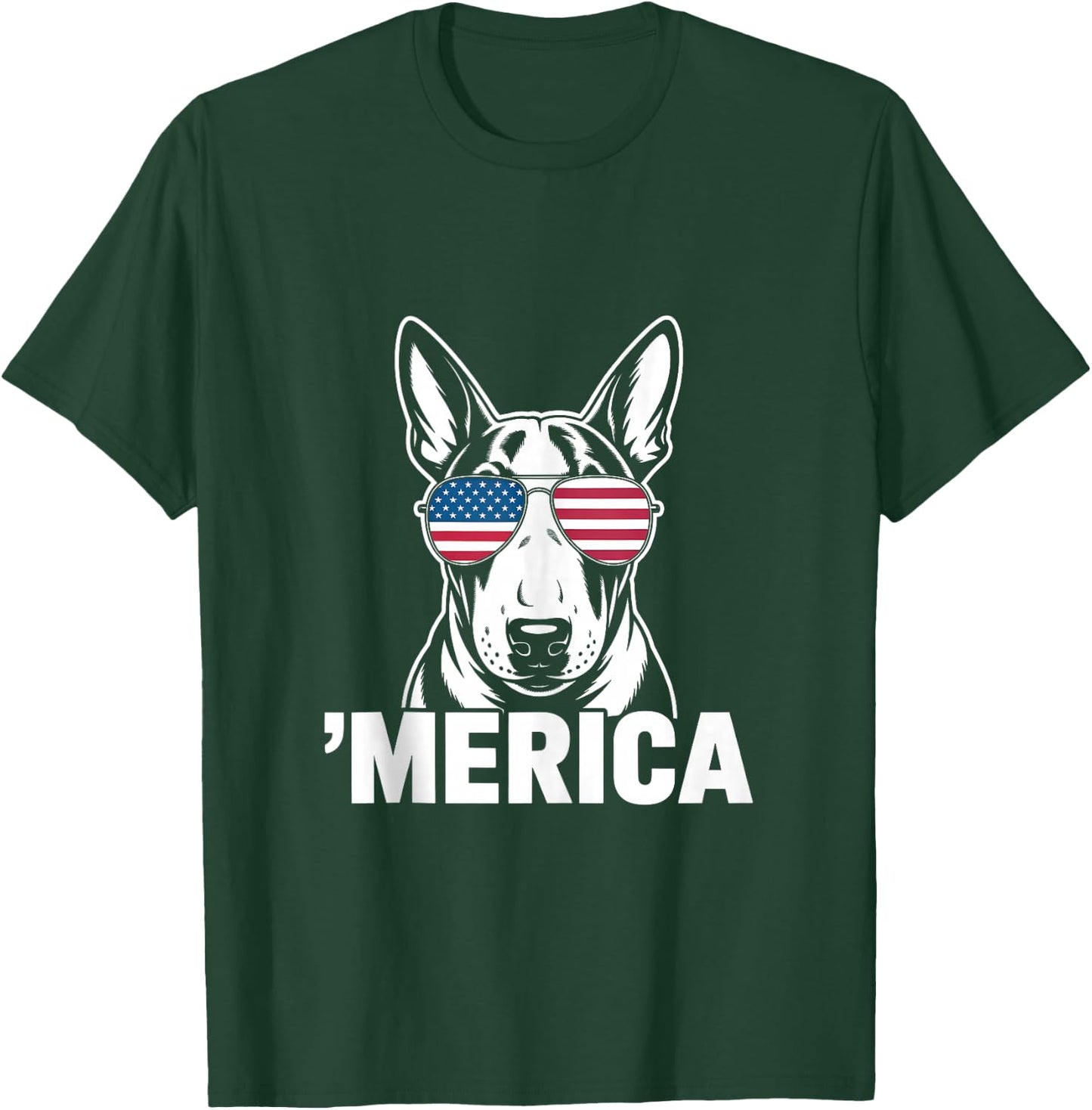 Patriotic USA American Flag 4th of July Bull Terrier T-Shirt - T-Shirt | Forest