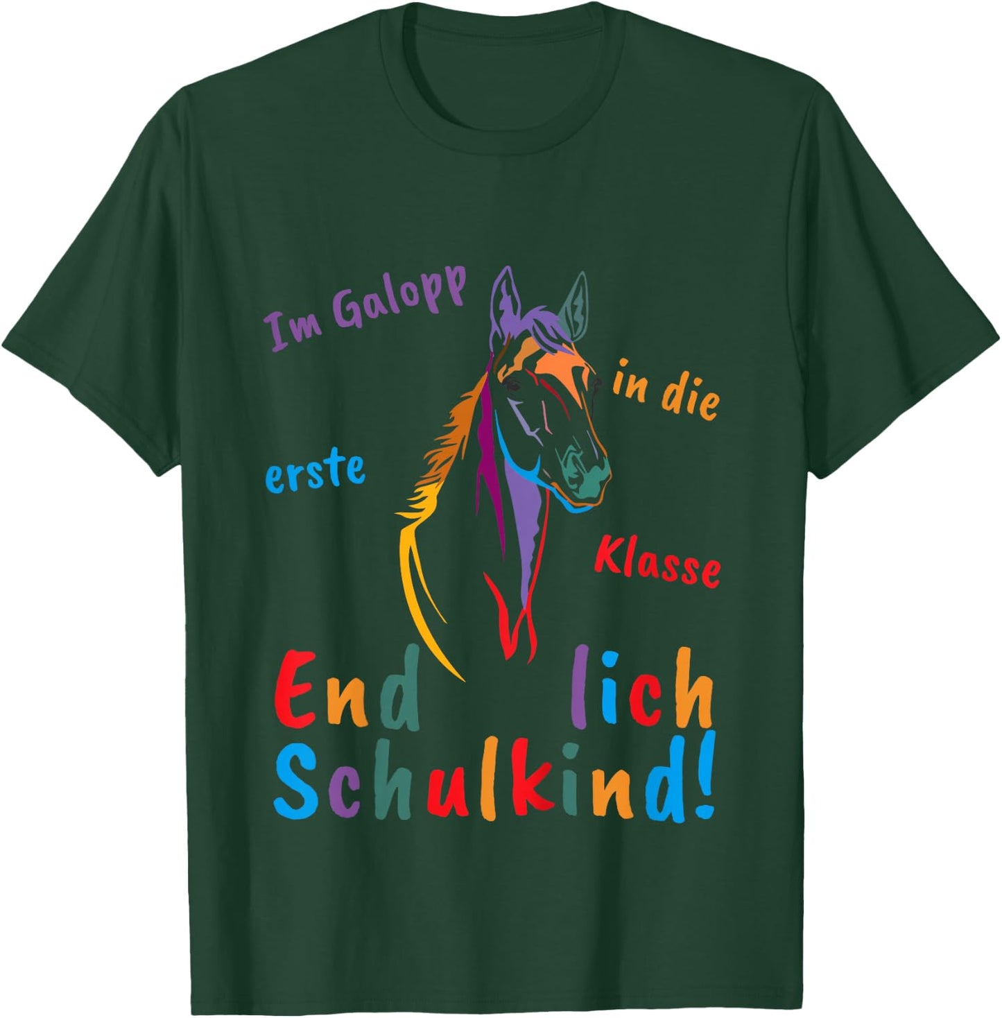 Kinder Schultüte Pferd Einschulung Mädchen Outfit Schulkind 2024 T-Shirt - T-Shirt | Forest