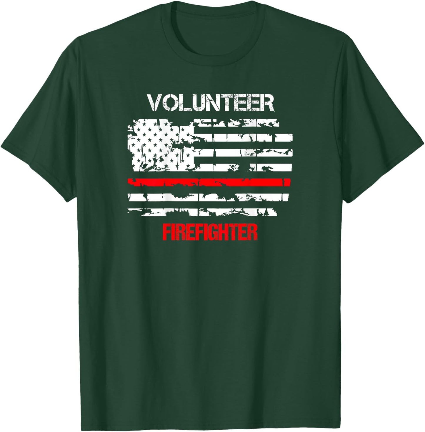 Volunteer Firefighter Thin Red Line T-Shirt - T-Shirt | Forest