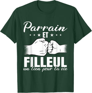Godfather and godson a team for life , Black T-Shirt - T-Shirt | Forest