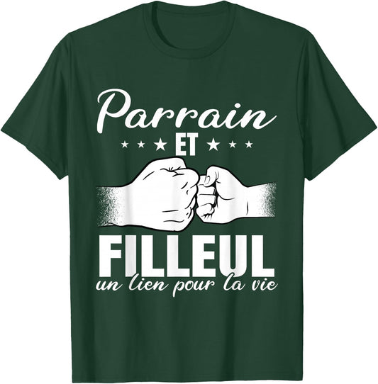 Godfather and godson a team for life , Black T-Shirt - T-Shirt | Forest